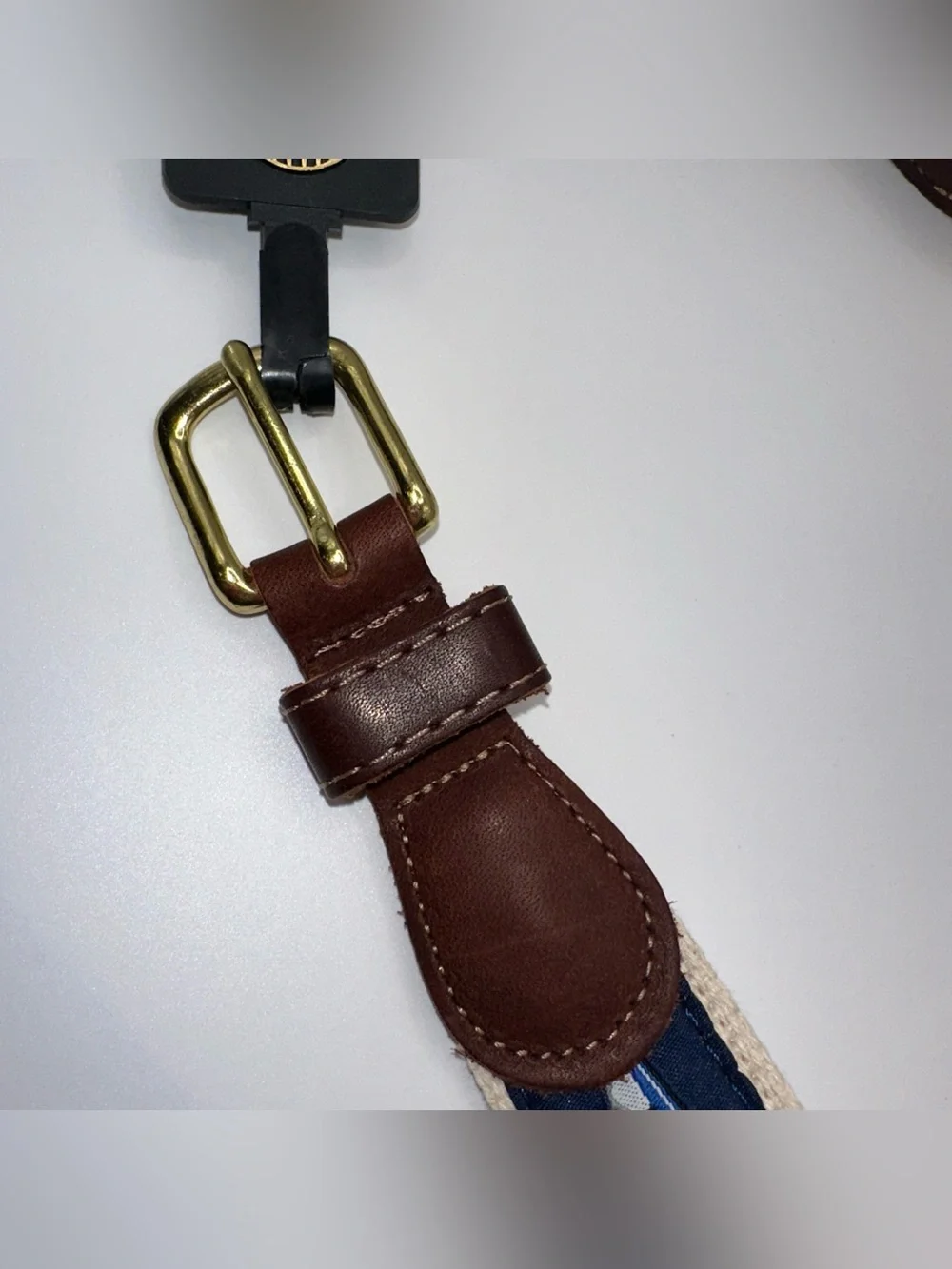 Preston Leather Shark Nautical Belt Solid Brass Buckle Kids Size 22 Made in USA